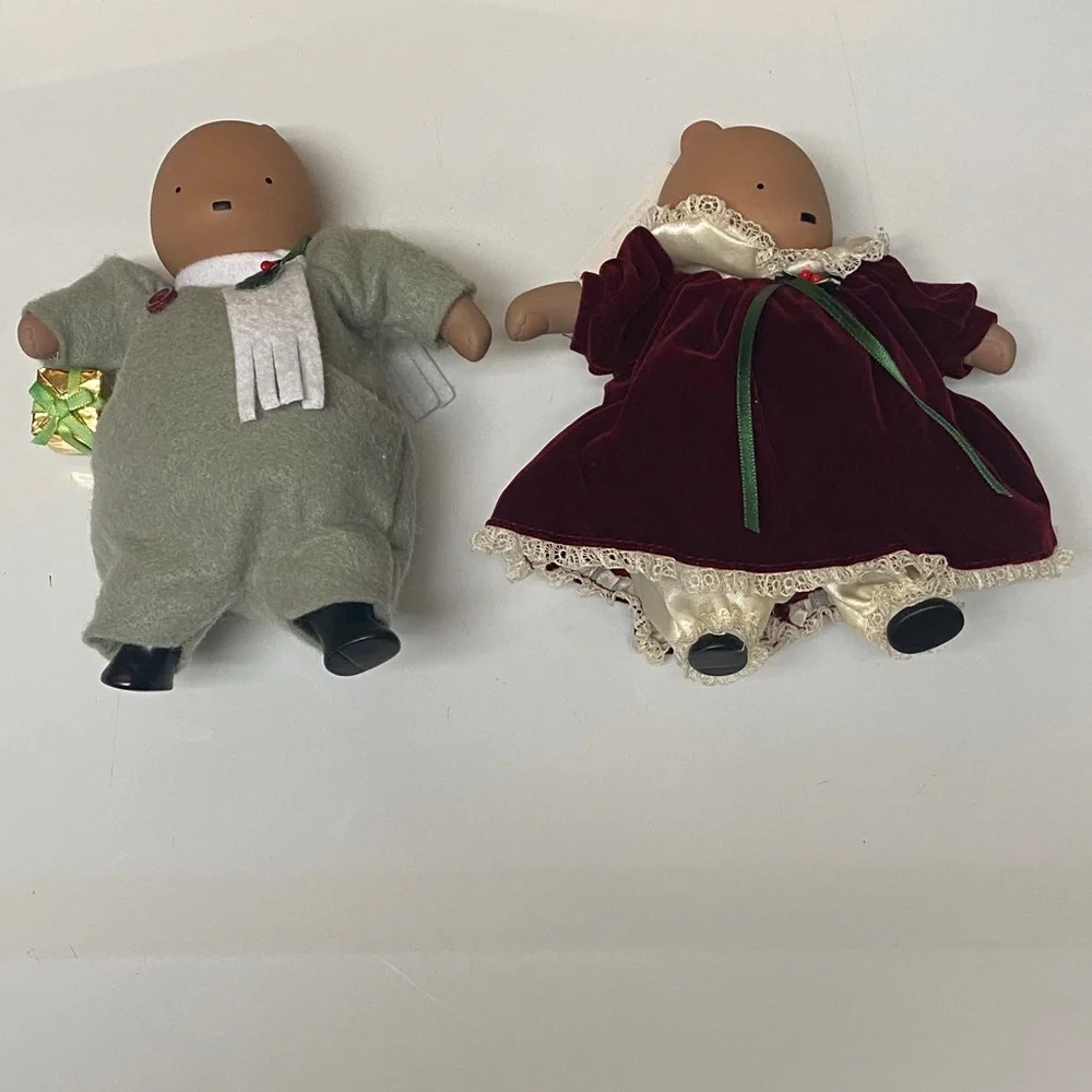 Michel & Co 1987 Vintage “A Winter Boy & Girl 1947” Hand Painted Ornaments